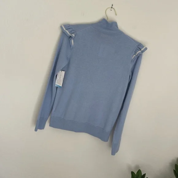 Polo Golf Ralph Lauren Womens Technical Cashmere Ruffle Sleeve Sweater Sz S NWT